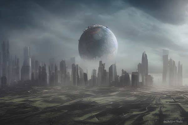 The city of Serk'Noor was shrouded in darkness, the thick clouds above blocking out the light of the stars. The broken sphere hovering over the city was a symbol of the power of the Rankkkoor Syndicate. This ruthless and powerful criminal organization controlled a large portion of the lawless sector. Captain Lyra of the Inter-Planetary Alliance (IPA) was on a mission to infiltrate the Rankkkoor Syndicate and gather intelligence about their operations. She had managed to secure a job as a security guard in Serk'Noor. She was now making her way to the city in a small shuttlecraft. As she approached the city, she could see the massive walls surrounding it, keeping the residents trapped inside and protected from the harsh outside environment. Serk'Noor was gloomy, with tall buildings and narrow, dark streets. Captain Lyra landed her shuttle in the city's main spaceport and made her way to the customs center for inbound space immigrants. The advanced technology that the Rankkkoor had at their disposal kept the number of vehicles in the city to a minimum, making it easier for them to track who was coming and going. She was met at the customs center by a group of heavily armed guards who scanned her ID and checked her ship for contraband. Satisfied that she posed no threat, they allowed her to proceed into the city. As she made her way through the narrow, dark streets, Captain Lyra couldn't help but feel a sense of unease. The city was almost too quiet, and she couldn't shake the feeling that she was being watched. She eventually arrived at her new place of work, a tall, imposing building that served as the headquarters of the Rankkkoor Syndicate. Her new boss, a gruff, no-nonsense man named Vinn, showed her around the facility and introduced her to the other security guards. Captain Lyra quickly settled into her new role, keeping a low profile and gathering information about the Rankkkoor's operations. She soon discovered that the criminal organization was involved in all illegal activities, from weapons smuggling to human trafficking. One day, while on a routine patrol of the city, Captain Lyra stumbled upon a group of enslaved people being held captive in a secret underground facility. She quickly contacted the IPA and reported her findings, and a team was dispatched to raid the facility and rescue the enslaved people. The raid was a success, and Captain Lyra was hailed as a hero for her bravery and quick thinking. The IPA used the information she had gathered to dismantle the syndicate operations on Serk'Noor and bring its leaders to justice. As she looked out over the city from the viewport of her shuttlecraft, Captain Lyra couldn't help but feel a sense of satisfaction. She had completed her mission and brought the Rankkkoor Syndicate to its knees. And the city of Serk'Noor was now a little brighter and safer because of her actions. As she took off and headed back to her ship orbiting the planet, Captain Lyra couldn't help but think about the future. The lawless sector was still vast and full of danger, but she was confident that the IPA would continue to protect and defend the galaxy against the forces of evil. The fight was far from over, but she was ready to take on the next challenge, wherever it may lead her. Milky Way Digest [MWD} vol 12 pg. 25